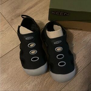KEEN Kids Black Water Shoes with Gray Soles